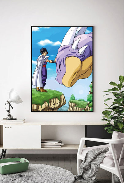 Lámina Gohan y Dinosaurio