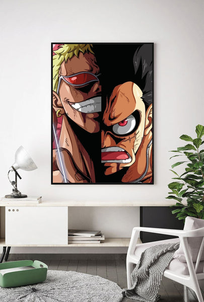 Lámina Luffy Gear 4 y Doflamingo