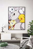 Lámina Mew Mewtwo Pikachu y Meowth